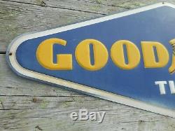 VINTAGE RARE TIN EMBOSSED 4' GOODYEAR TIRES Advertising ORIGINAL SIGN RARE