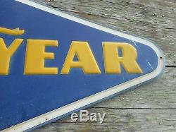 VINTAGE RARE TIN EMBOSSED 4' GOODYEAR TIRES Advertising ORIGINAL SIGN RARE