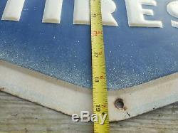 VINTAGE RARE TIN EMBOSSED 4' GOODYEAR TIRES Advertising ORIGINAL SIGN RARE