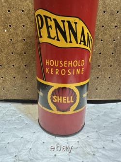 VINTAGE SHELL PENNANT MOTOR OIL CAN RARE KEROSENE CAN empty