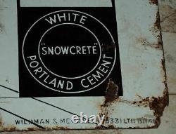 VINTAGE SNOWCRETE CEMENT Original Porcelain Enamel Sign 1940 RARE