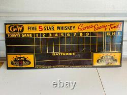 VTG 1940's RARE G&W Whiskey Baseball Scoreboard Sign heavy cardboard SEE PICS