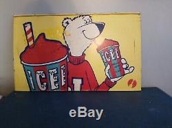 (VTG) 1970s ICEE Bear Advertising bear Slushie Slushy metal store sign rare