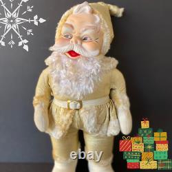 VTG Large 50s 60s RARE GOLD Rushton Santa Claus Rubber Face 24 DOLL Christmas