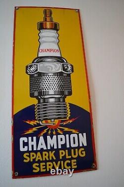 V Large champion spark plugs Enamel Shield advert Sign Automobilia vintage rare