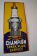 V Large champion spark plugs Enamel Shield advert Sign Automobilia vintage rare