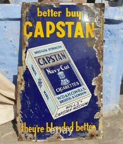 V Rare 1920's Old Vintage Capstan Navy Cut Cigarette Porcelain Enamel Sign Board