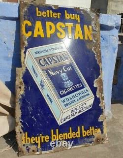V Rare 1920's Old Vintage Capstan Navy Cut Cigarette Porcelain Enamel Sign Board