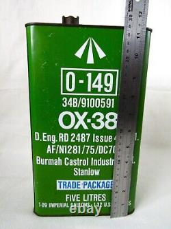 V-VERY Rare Vintage Burmah Castrol Broad Arrow MOD 5 Ltr Trade Package Oil Can