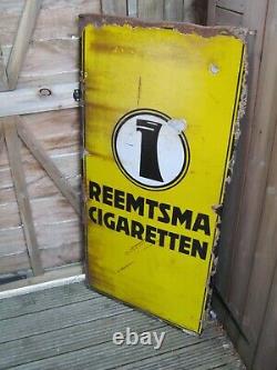 Very Large 4ft Rare Art Deco Period Reemtsma Cigaretten Enamel Advertising Sign