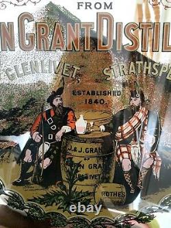 Very Large Vintage Glen Grant Distillery Highland Malt Whisky Pub Mirror Rare