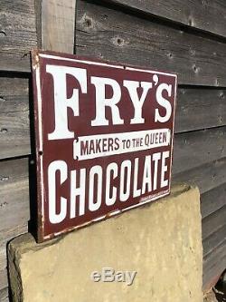 Very RARE ORIGINAL Fry's Chocolate Enamel Sign Vintage