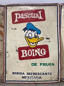 Very RARE Vintage DISNEY Donald Duck Pascual Boing Advertisement Signs, 1950s