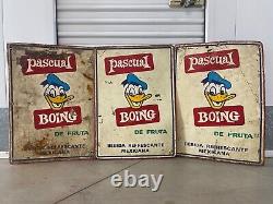 Very RARE Vintage DISNEY Donald Duck Pascual Boing Advertisement Signs, 1950s