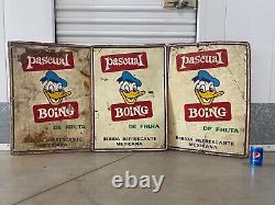 Very RARE Vintage DISNEY Donald Duck Pascual Boing Advertisement Signs, 1950s
