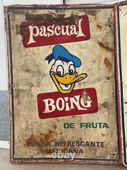 Very RARE Vintage DISNEY Donald Duck Pascual Boing Advertisement Signs, 1950s