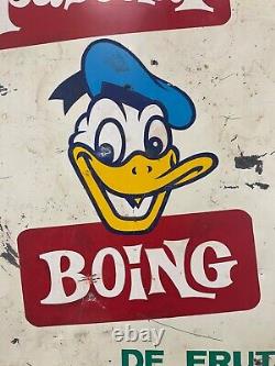 Very RARE Vintage DISNEY Donald Duck Pascual Boing Advertisement Signs, 1950s
