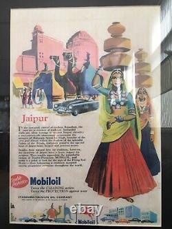 Very Rare 1950's Vintage Mobil Oil India Advertising Posters Gauhati & Jaipur