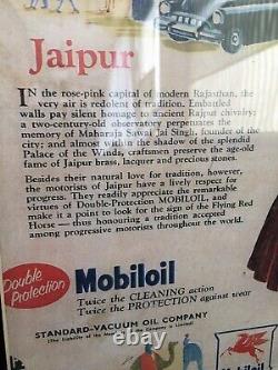 Very Rare 1950's Vintage Mobil Oil India Advertising Posters Gauhati & Jaipur