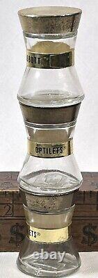Very Rare Abbott Opilets Gold Glass Advertising Bottles Chicago Ill Vtg RX USA