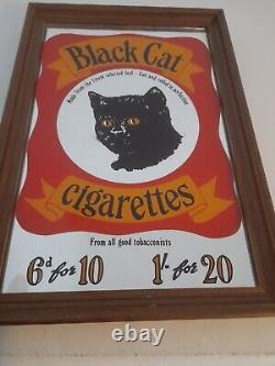 Very Rare Black Cat Cigarettes Advertising Framed Glass Mirror 34cm x 23.5cm