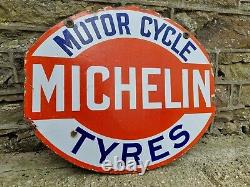 Very Rare Early Michelin Tyres Enamel Sign Original Automobilia Cycles Motors
