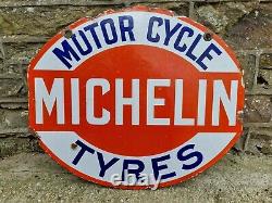 Very Rare Early Michelin Tyres Enamel Sign Original Automobilia Cycles Motors