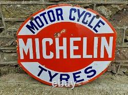 Very Rare Early Michelin Tyres Enamel Sign Original Automobilia Cycles Motors