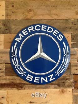 Very Rare Large Vintage Mercedes Benz Dealership Show Room Metal Enamel Sign