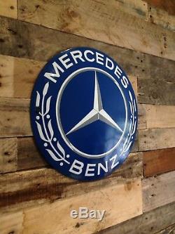 Very Rare Large Vintage Mercedes Benz Dealership Show Room Metal Enamel Sign