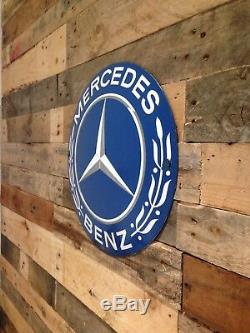 Very Rare Large Vintage Mercedes Benz Dealership Show Room Metal Enamel Sign