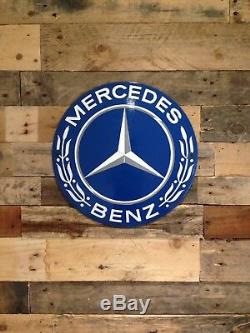 Very Rare Large Vintage Mercedes Benz Dealership Show Room Metal Enamel Sign