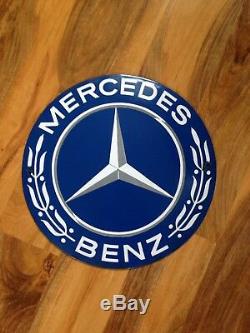 Very Rare Large Vintage Mercedes Benz Dealership Show Room Metal Enamel Sign