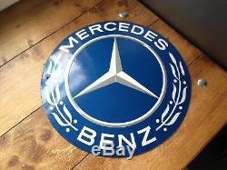 Very Rare Large Vintage Mercedes Benz Dealership Show Room Metal Enamel Sign