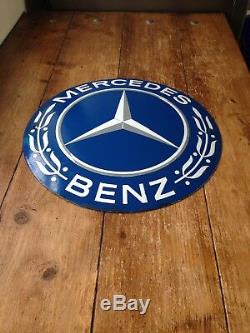 Very Rare Large Vintage Mercedes Benz Dealership Show Room Metal Enamel Sign