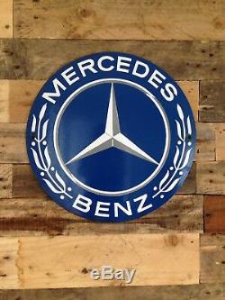 Very Rare Large Vintage Mercedes Benz Dealership Show Room Metal Enamel Sign