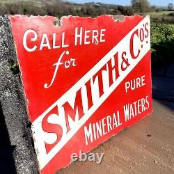 Very Rare Smith & Co's Mineral Water Double Sided Original Enamel Sign 1920s