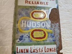 Very Rare Vintage Antique Small Hudson's Soap Enamel Wall Sign / Fingerplate