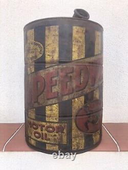 Very Rare Vintage Old Original 1930s Speedwell Motor Oil Can LARGE 10L