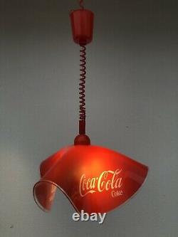 Very Rare Vintage Old Original Coca Cola Glass Pendant Ceiling Light Lamp