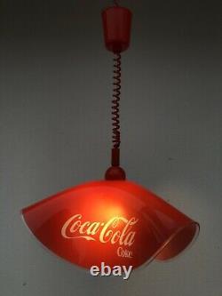 Very Rare Vintage Old Original Coca Cola Glass Pendant Ceiling Light Lamp