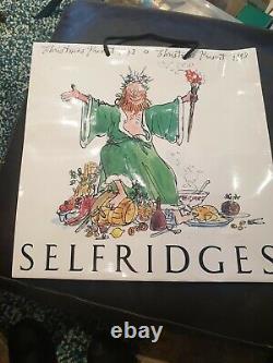 Very Rare Vintage Selfridges Christmas Quentin Blake Illustrated Carrier Bag