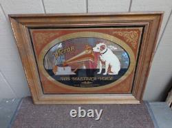 Victor His Masters Voice Nipper Dog Wall Mirror Sign Rare Vintage Advertising
