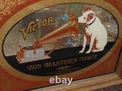Victor His Masters Voice Nipper Dog Wall Mirror Sign Rare Vintage Advertising