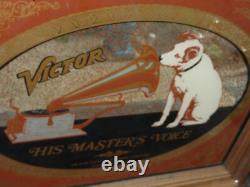 Victor His Masters Voice Nipper Dog Wall Mirror Sign Rare Vintage Advertising