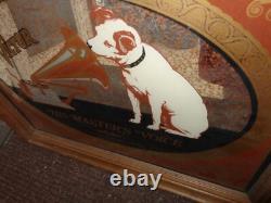 Victor His Masters Voice Nipper Dog Wall Mirror Sign Rare Vintage Advertising