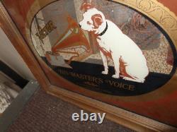 Victor His Masters Voice Nipper Dog Wall Mirror Sign Rare Vintage Advertising