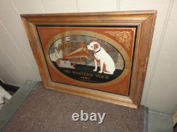 Victor His Masters Voice Nipper Dog Wall Mirror Sign Rare Vintage Advertising