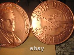 Vintage 1837 1937 John Deere Plow Centennial Copper colored metal Coin Sign Rare