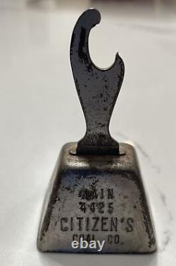 Vintage 1918 Citizen's Coal Coke Co Bell Bottle Opener Rare Advertising Piece